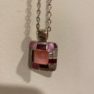 Elegant Pink and Silver Pendant Necklace